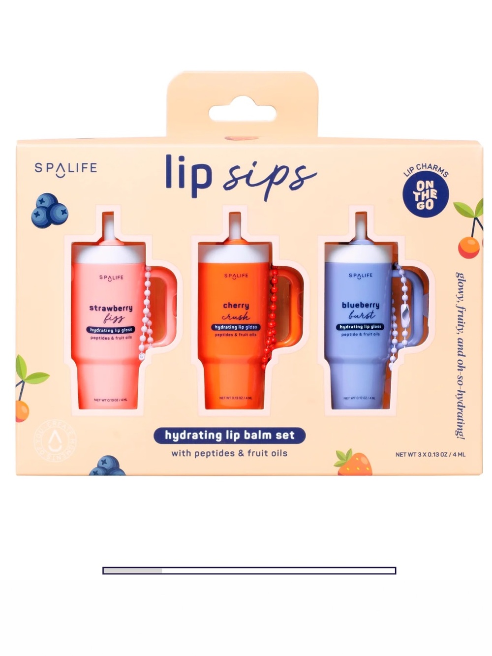 Spalife Lip Sips Hydrating Lip Balm Set - Strawberry, Cherry, Blueberry - Picture 5 of 7